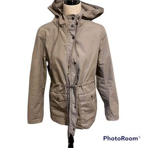 Ann Taylor Loft Tan Anorak Style All Weather Jacket, Size Medium. EUC.